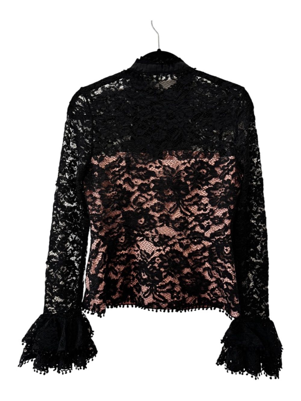 Alexis Inna Black Lace Button-Front Ruffle Cuff Women's Top Sz M - Picture 5 of 9